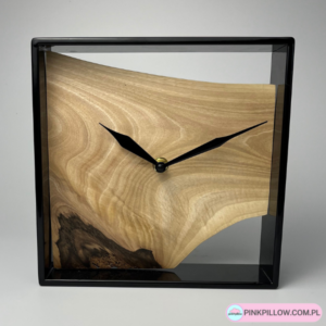 Zegar Drewniany Loft w stalowej ramie – Wymiar 20 x 20 cm