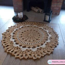 Dywan Etno Aurelia okrągły - Kolor Złoty - Średnica 1m