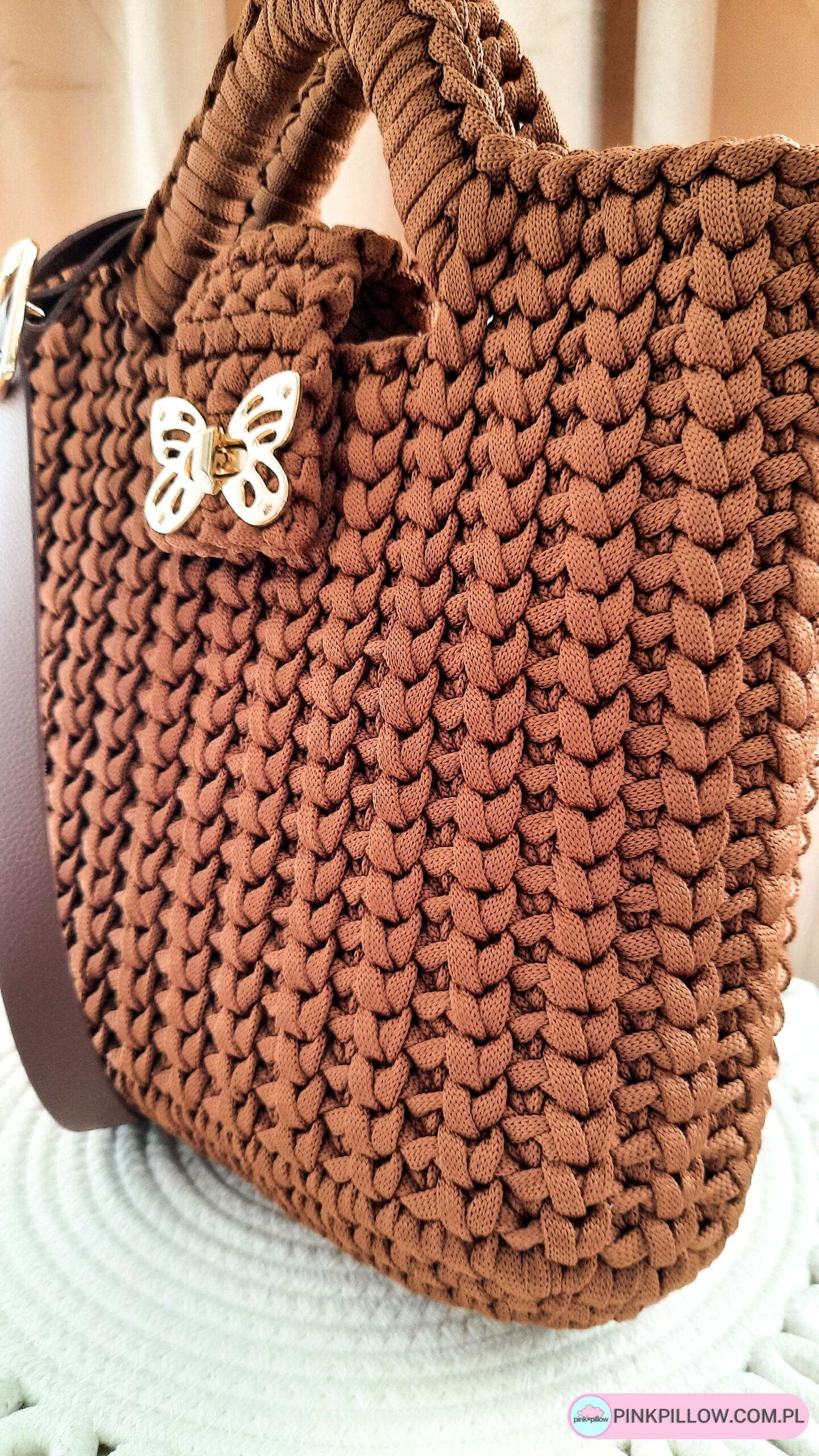 Torebka ze sznurka Cynamon - Dodatek Motylek