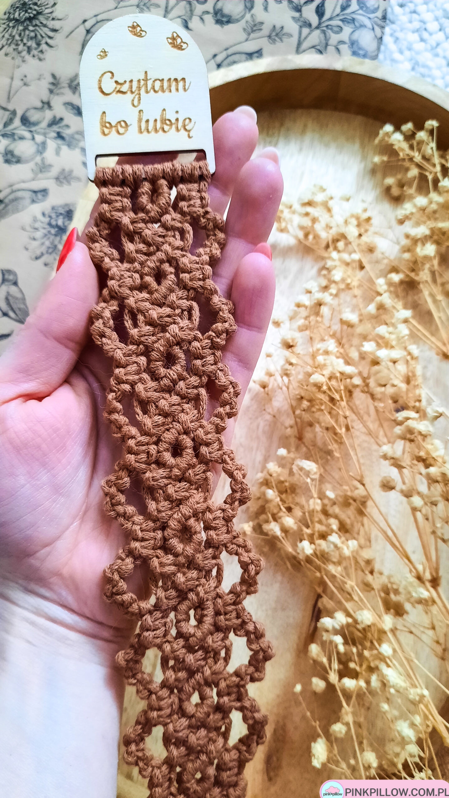 Pleciona Zakładka Makrama - Kolor Czekoladowy Brąz - obrazek 2