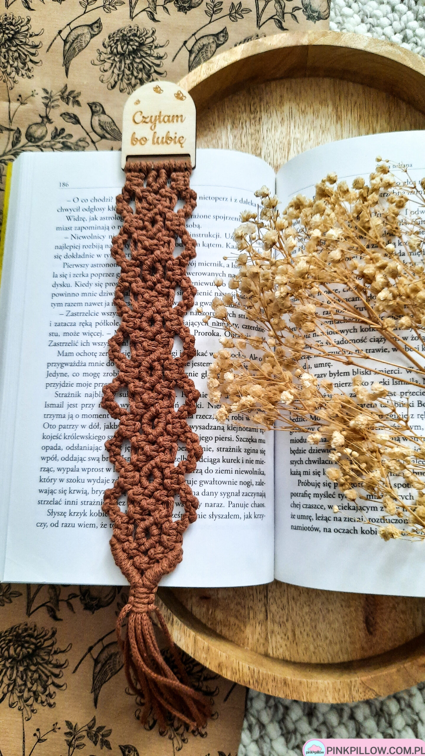 Pleciona Zakładka Makrama - Kolor Czekoladowy Brąz