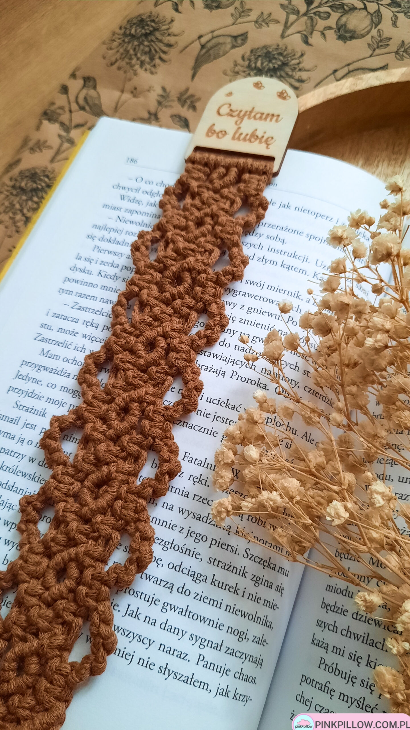 Pleciona Zakładka Makrama - Kolor Czekoladowy Brąz - obrazek 3
