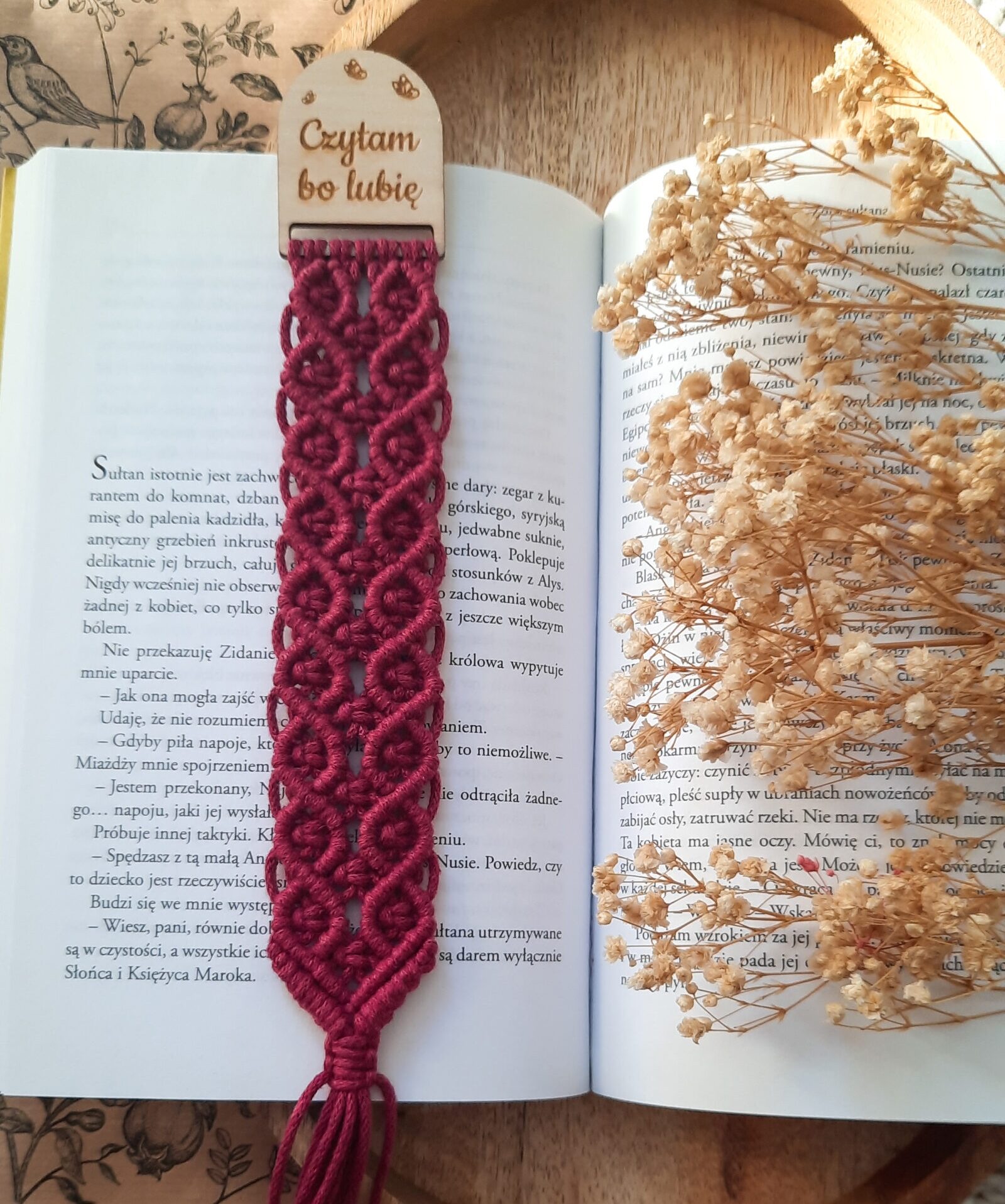 Zakładka do Książki Makrama - Kolor Różany