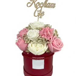 Czerwony Flower Box ze świeczek - Z napisem Kocham Cię