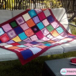 Kolorowa narzuta Koc z kwadratów babuni - Wymiary 125x100 cm