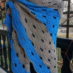 Bardzo Duża Chusta damska - Kolor Karmelowo-Niebieska