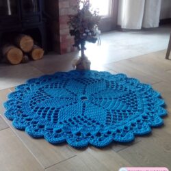 Dywan okrągły 120 cm "Dace" z wzorem - Kolor Ukraiński Niebieski