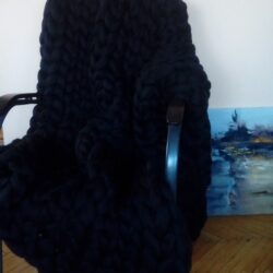 Duży Koc z wełny Merynos 120x200 cm - Kolor Czarny