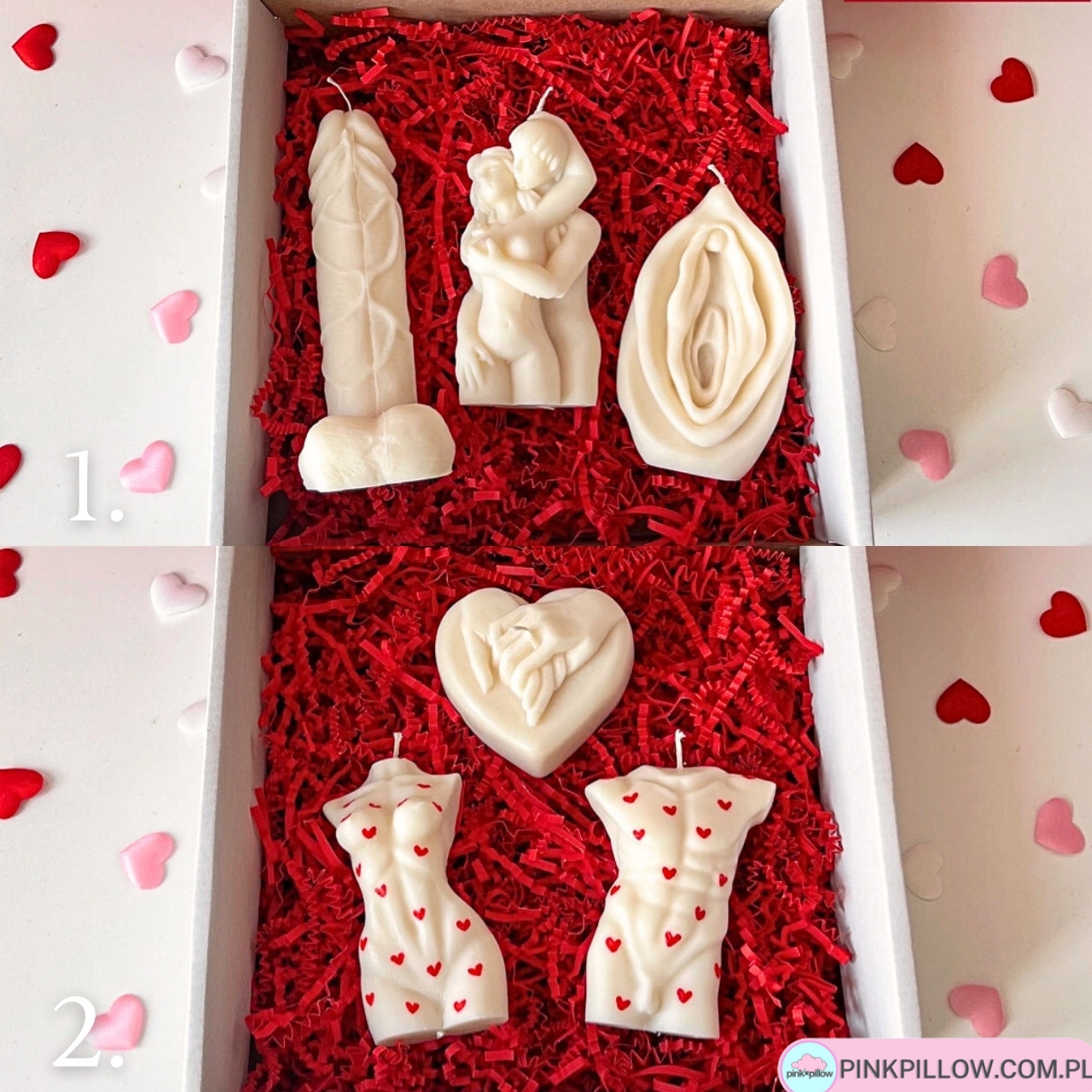 Świeczki dekoracyjne Walentynki - Zestaw - Różne Warianty