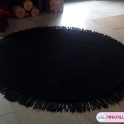 Duży Dywan z frędzlami "Classic Black" - Średnica 160 cm