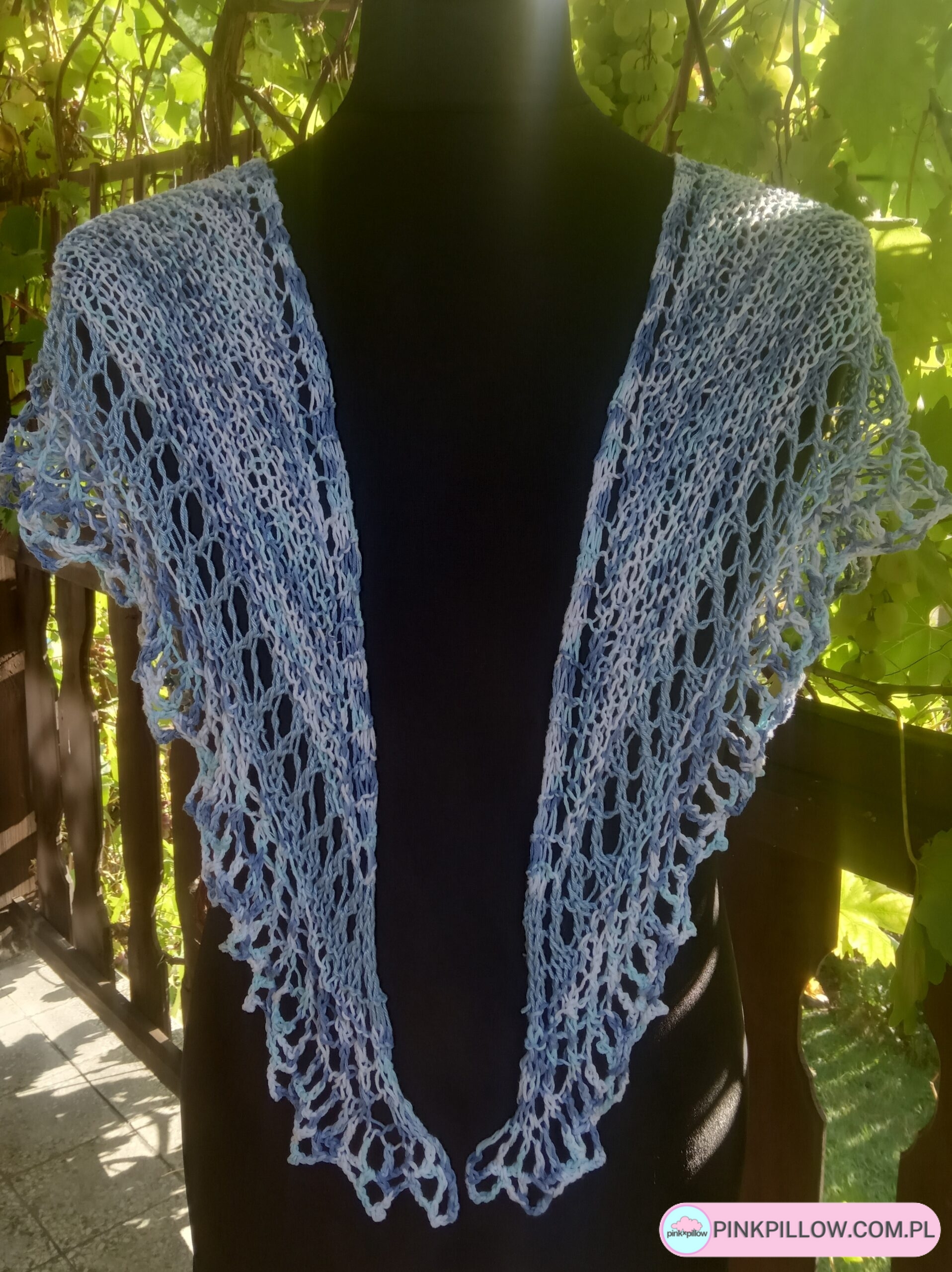 Chusta bawełniana Lazurowe Błękity - Wymiary 160 x 60 cm