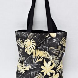 Torba na zakupy materiałowa - Wzór Czarna Monstera