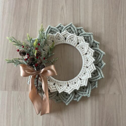 Wianek Świąteczny Makrama na drzwi - Kolor Odcienie Zielonego