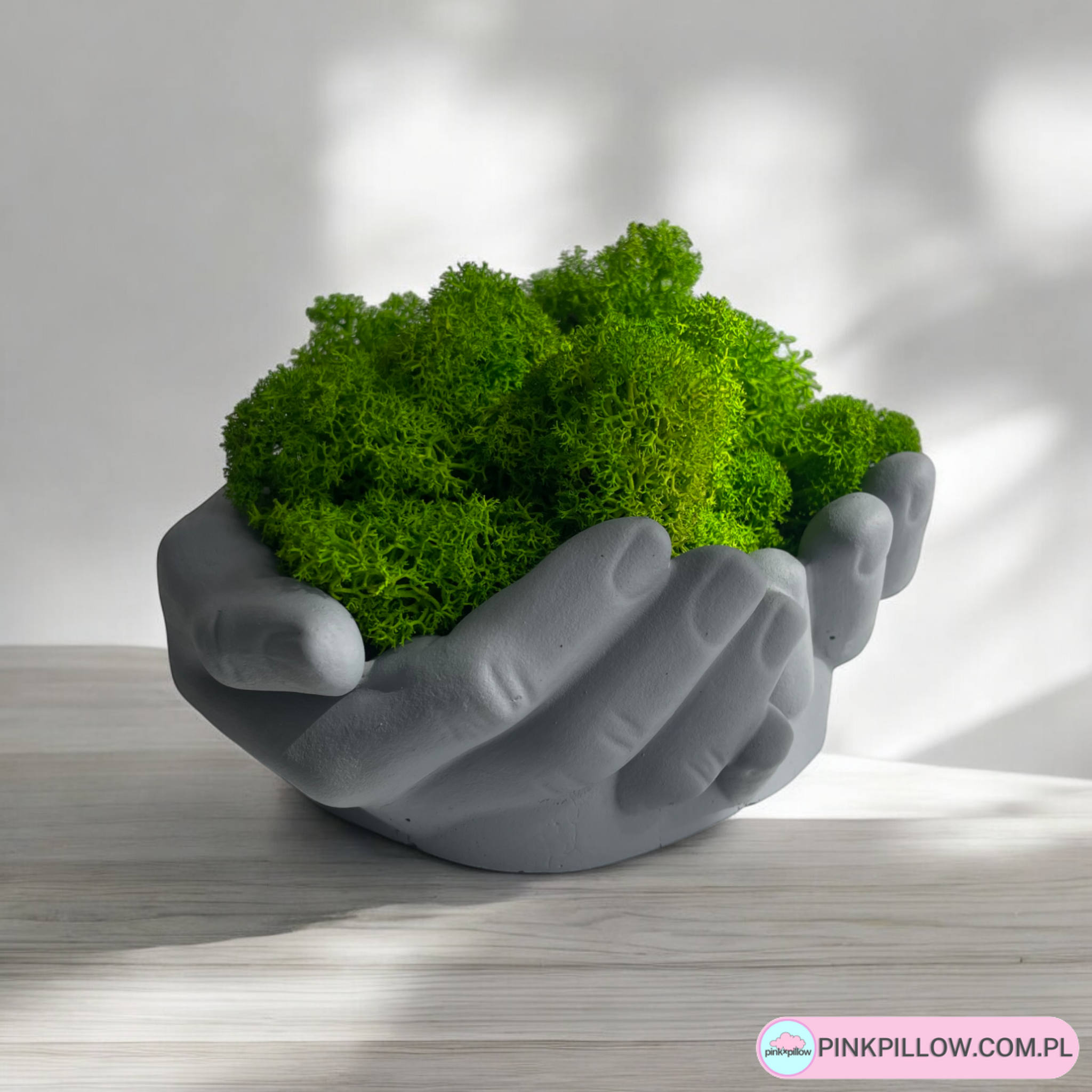 Doniczka Dłonie z Chrobotkiem Reniferowym