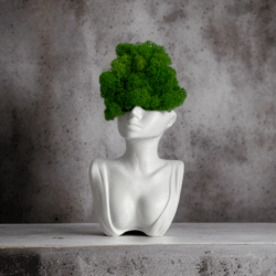 Doniczka Głowa Kobiety z mchem - Kolor Biały