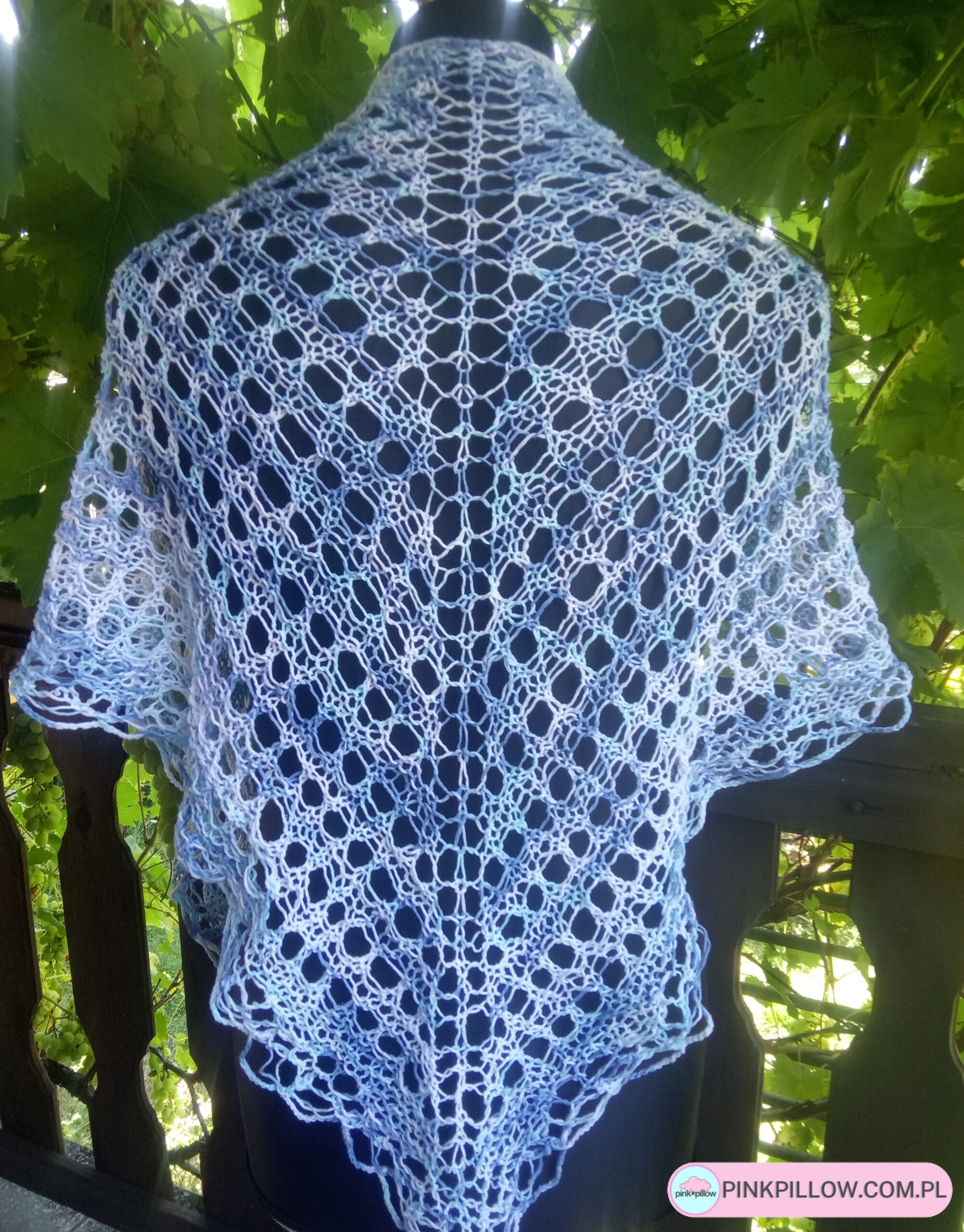 Chusta Błękitna, Ażurowa - Tył