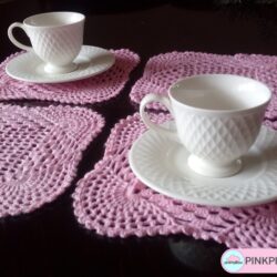 Kwadratowe Podkładki z kordonka Różowe - Komplet 4 szt. - Aranżacja