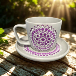 Filiżanka ozdobna z Podstawkiem w odcieniach Fioletu