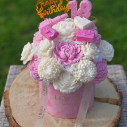 Flowerbox sojowy Urodzinowy Rozmiar L - Kolor Pudrowy Róż