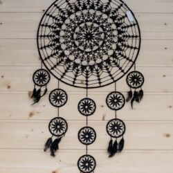 Duży łapacz snów na ścianę 100 cm - Kolor Czarny