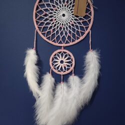 Łapacz snów 2 elementy - Mały 35 cm - Kolor Różowo-Biały