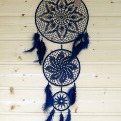 Łapacz snów Duży 3 elementy - Długość 85 cm - Kolor Granatowy