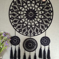 Ozdobna Rozeta - Dekoracja Boho - Długość 80 cm - Kolor Czarny