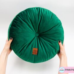 Poduszka z guzikiem Okrągła - Kolor Butelkowa zieleń