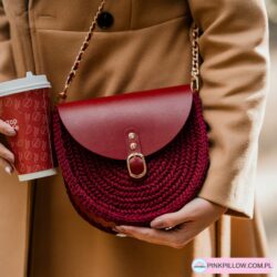 Torebka na szydełku z Klapką Skórzaną - Różne Kolory