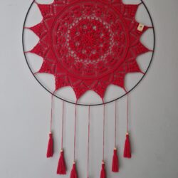 Czerwona mandala Łapacz snów - Średnica 50 cm