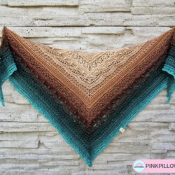 Chusta ombre na szydełku “Pisces” – Kolory Beżu, Brązu i Zieleni