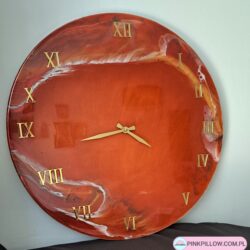 Pomarańczowy zegar ścienny z żywicy - Średnica 50 cm