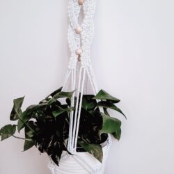 Kwietnik Wiszący pleciony z Koralikami - Różne Kolory