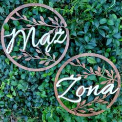 Koło z napisem Mąż, Żona na Ślub / Wesele 2 szt.