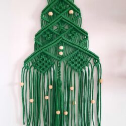 Makrama Choinka z drewnianymi koralikami 80 cm