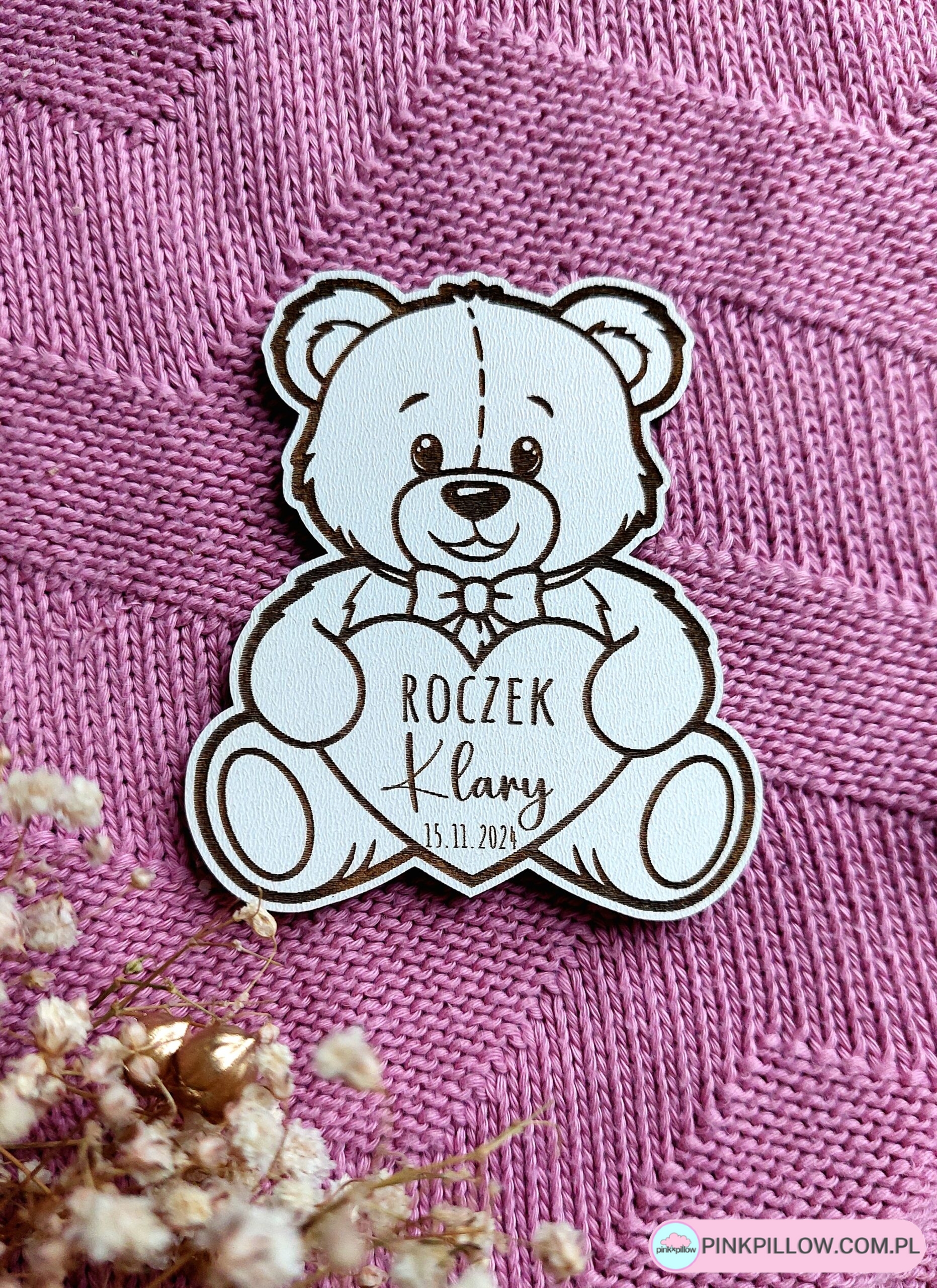 Podziękowania dla gości na Roczek, Urodziny, Chrzest - Wzór Miś