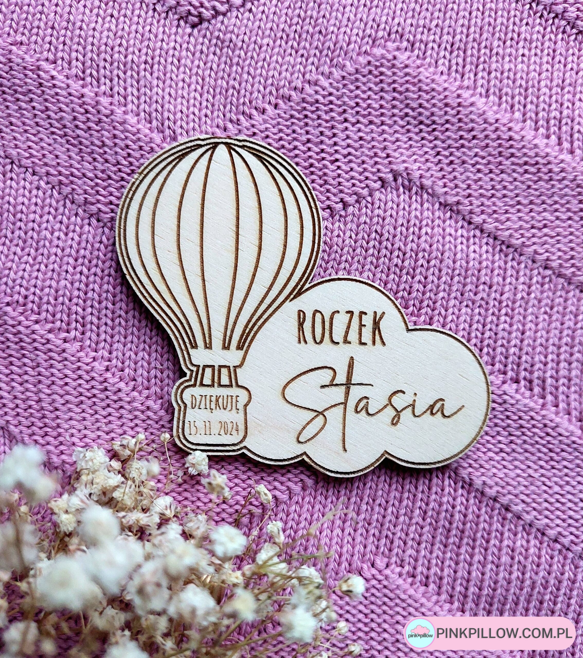 Magnes podziękowania na Roczek, Chrzest, Urodziny – Wzór Balon