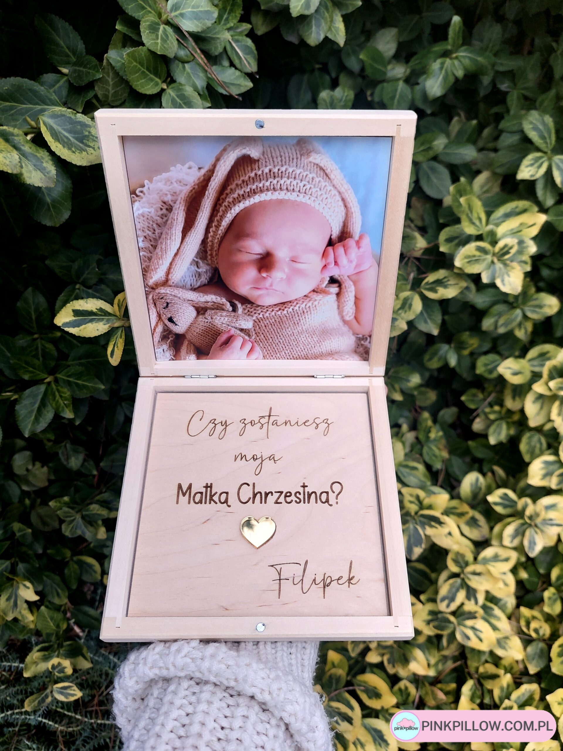 Drewniane pudełko ze zdjęciem "Prośba o zostanie Chrzestną / ym" - obrazek 4