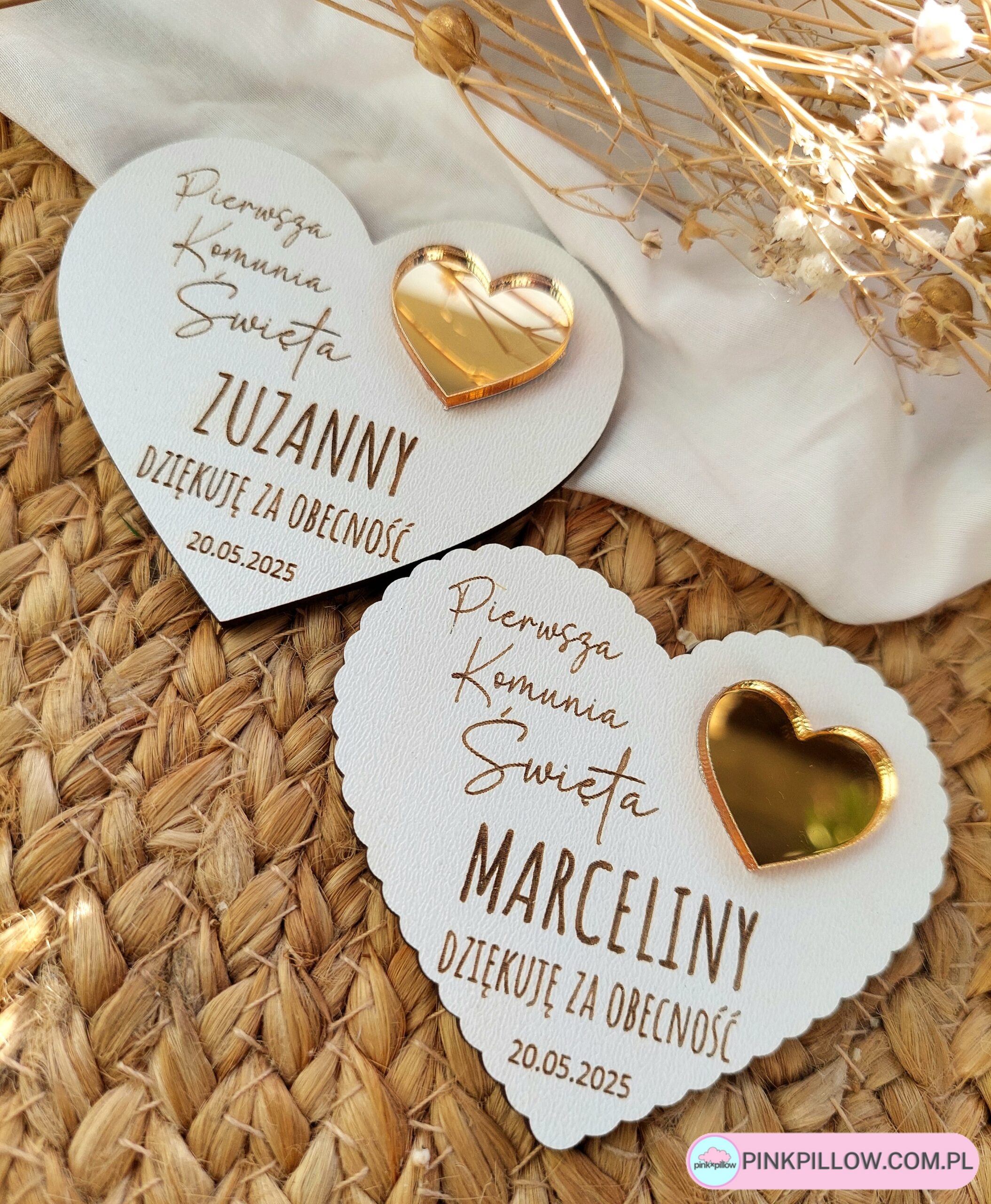 Grawerowane Podziękowania dla gości Komunia Magnes