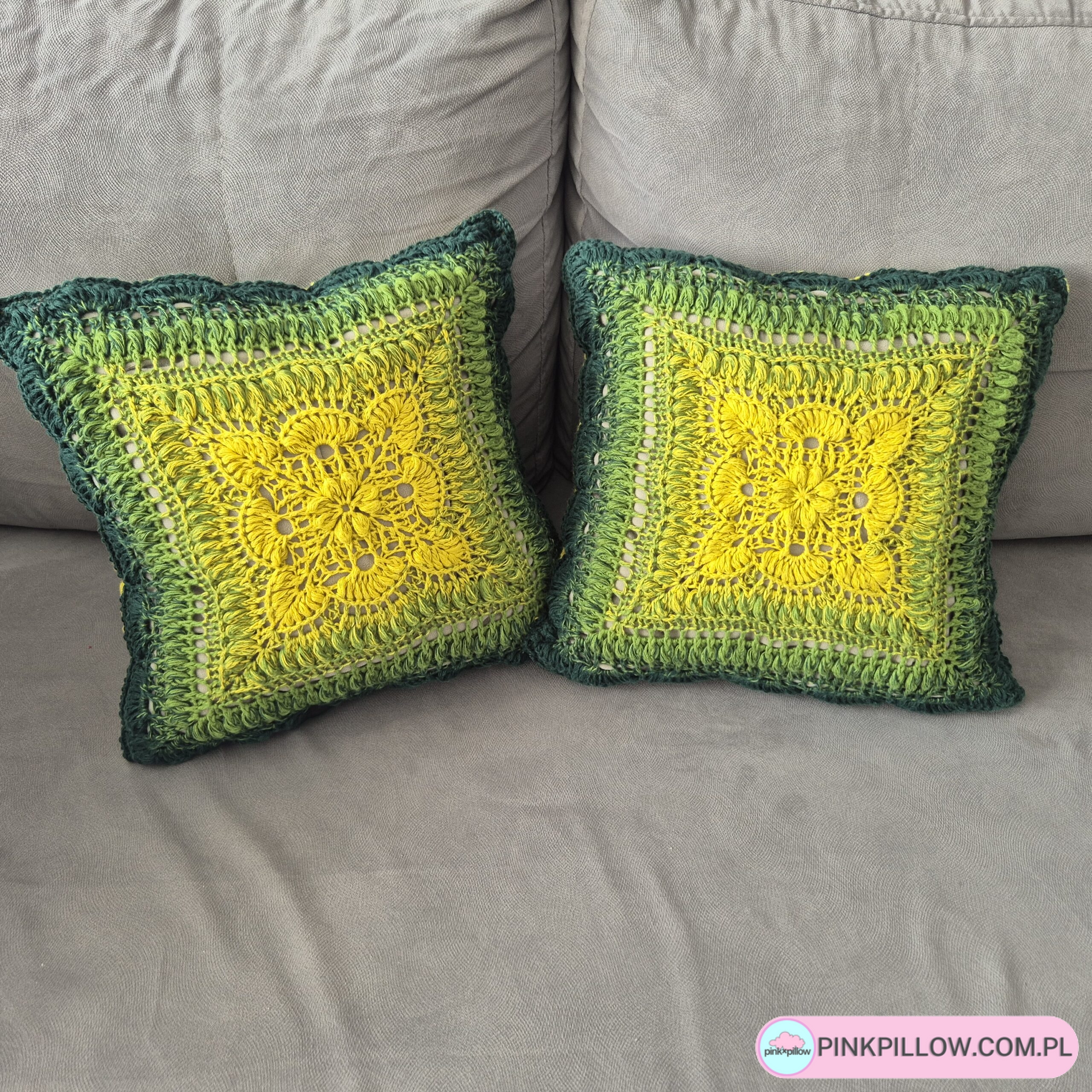 Dwustronna szydełkowa Poszewka Ombre na poduszkę - Tył