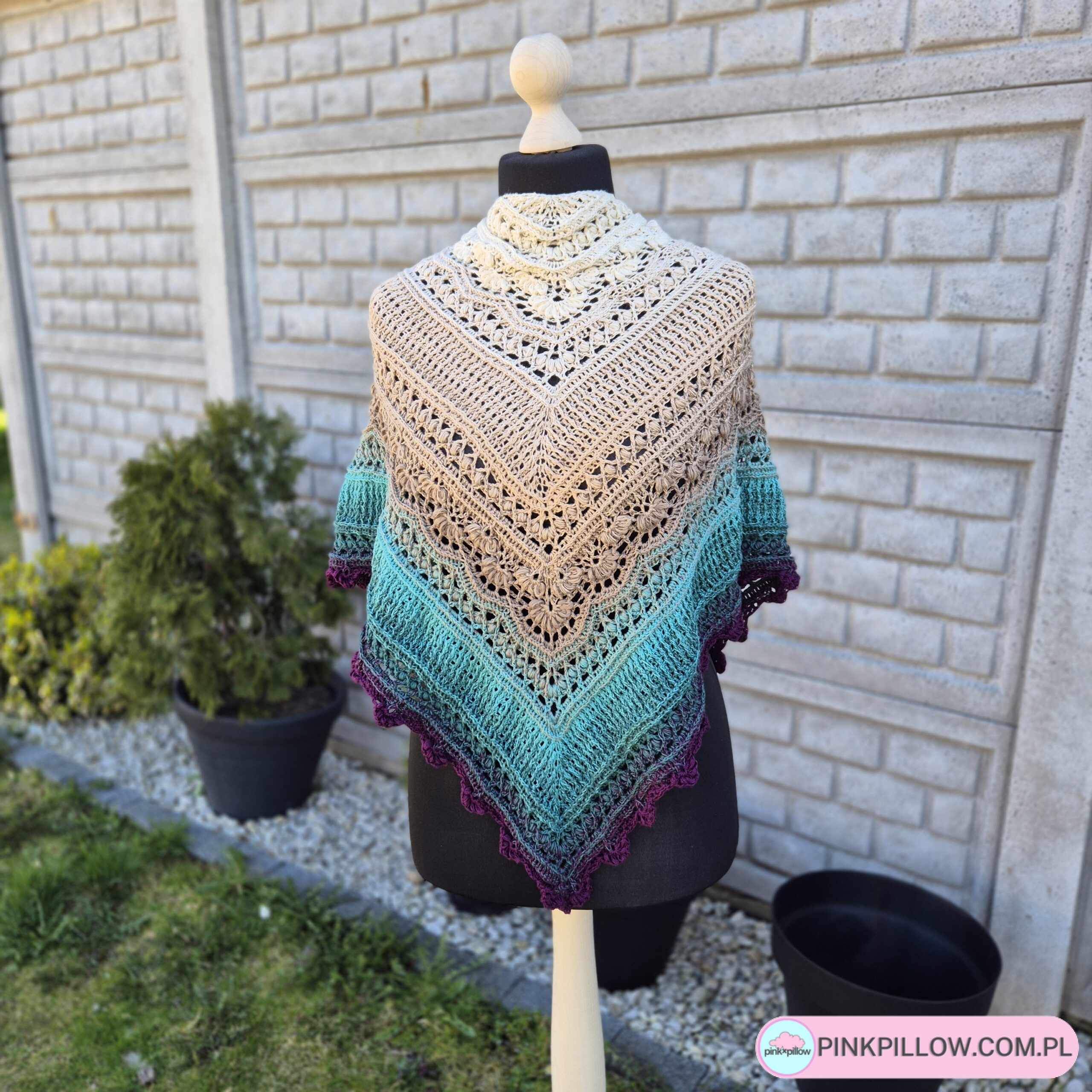 Chusta szydełkowa OPHIUCHUS - Kolory Niebieski, Fiolet, Beżowy