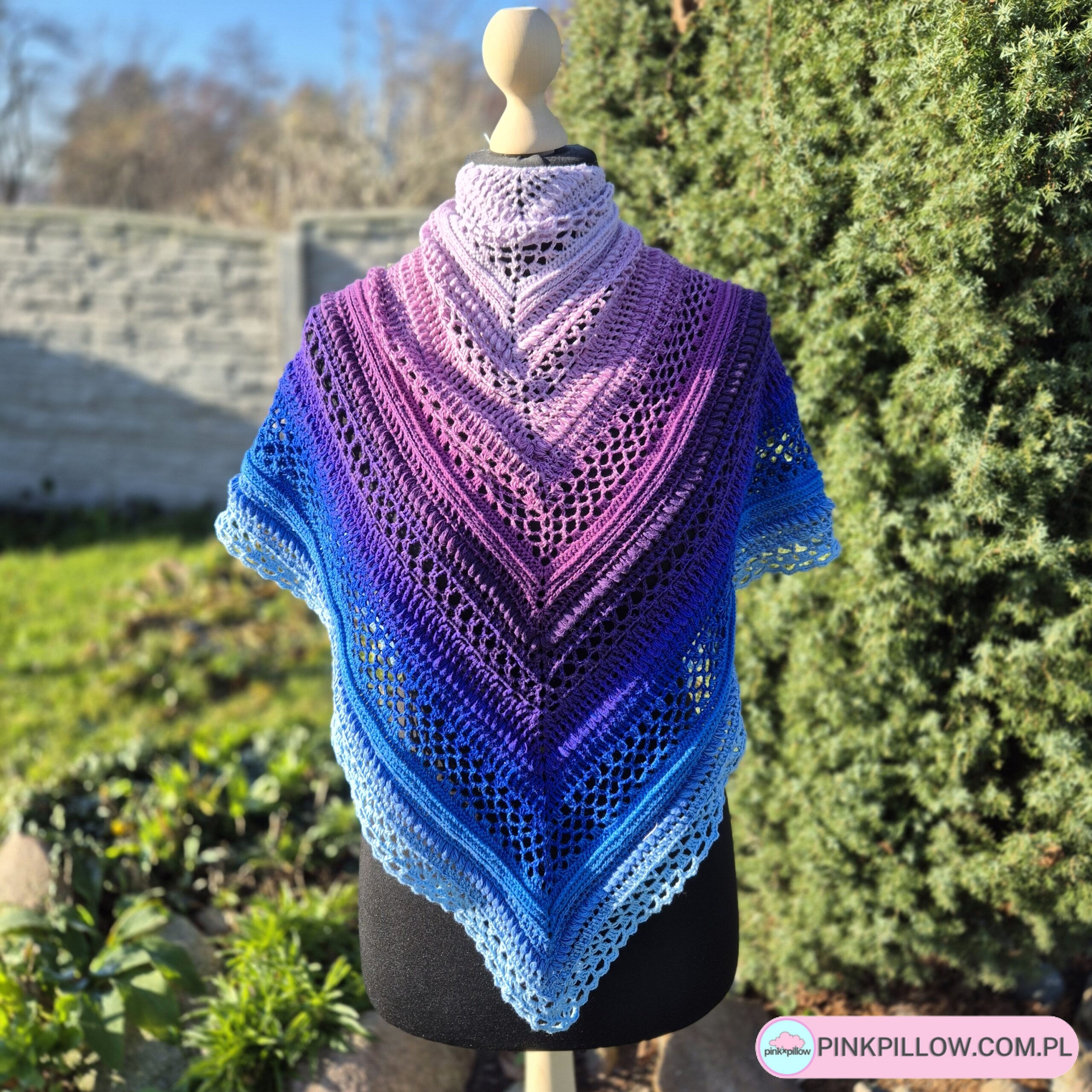 Chusta ombre "Maciejka" - Wymiary 180x80 cm