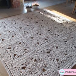 Duży Ornamentowy Dywan 220x220 cm - Kolor Ciepły Beż