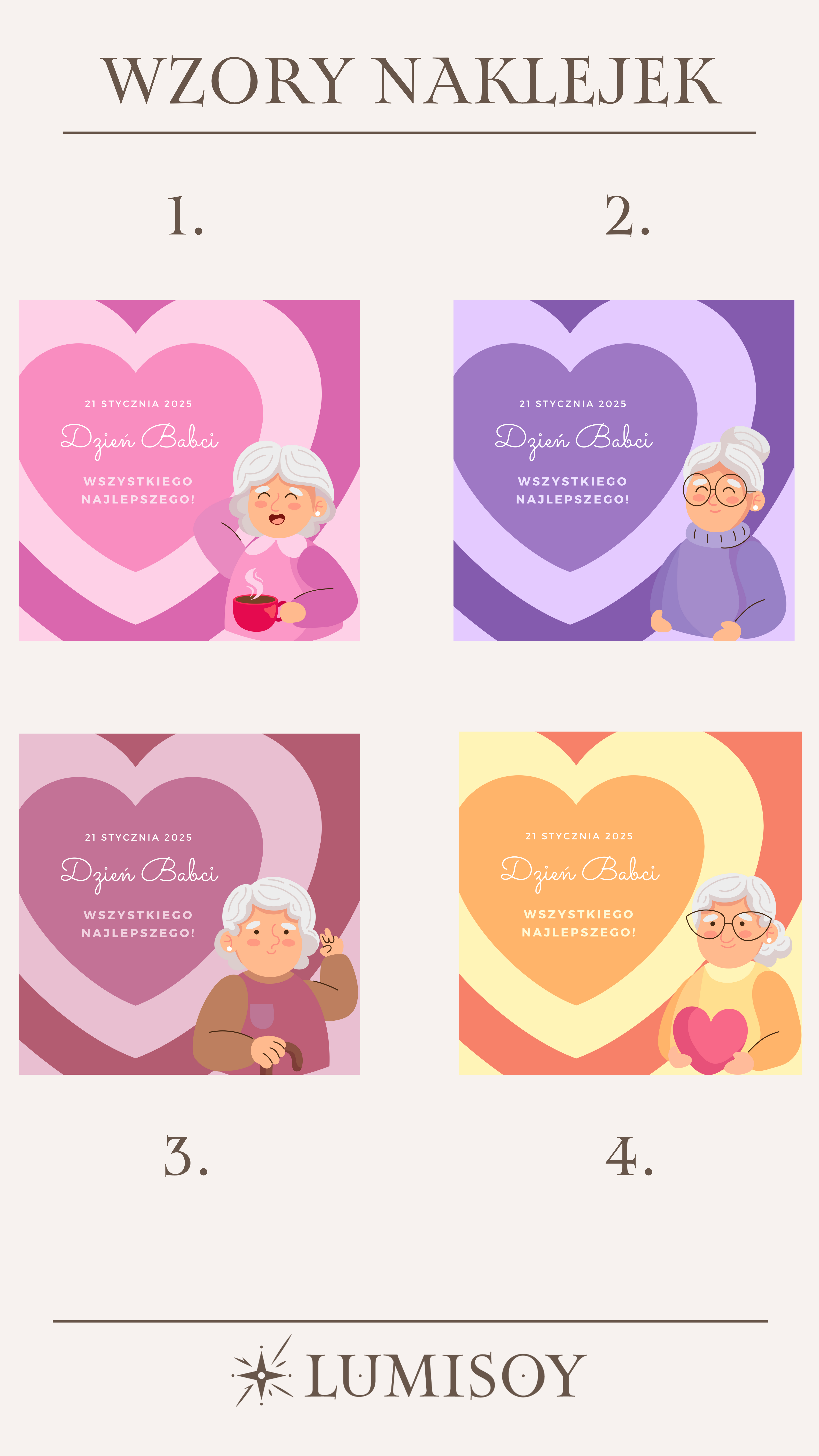 Wzory naklejek dla Personalizowany Box na dzień Babci