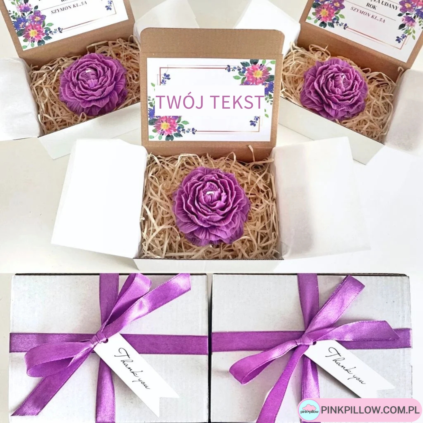 Personalizowany Box dla Nauczyciela ze Świecą Piwonią i Dedykacją