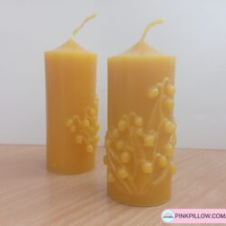 Świece z naturalnego wosku pszczelego "Walec w Konwalie" - Komplet 2 szt.