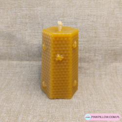 Świeczka z pszczelego wosku Kolumna Heksagon 97g - Wymiary 4x8 cm