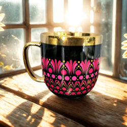 Kubek do pracy - Egzotyczna Złoto-Fuksjowa Mandala