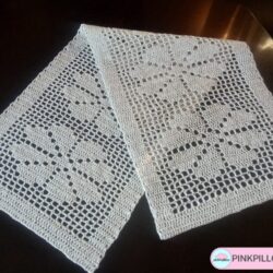 Bieżnik ażurowy na stół - Wzór 5 Kwiatów - Kolor Kremowy