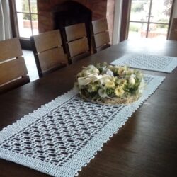 Komplet Bieżnik i Serwetka Modern White